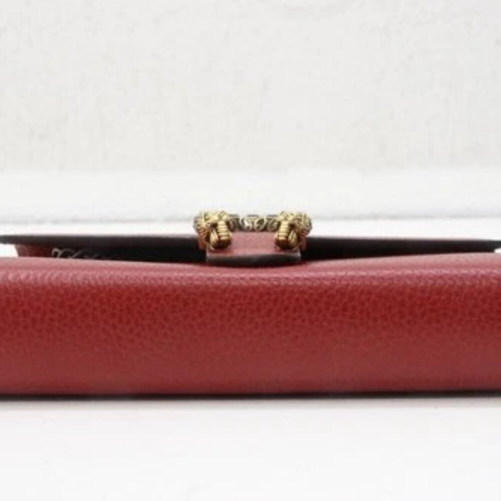 GUCCI Dionysus Mini Red Clutch 401231 496334 w/ Silver Chain Strap - Picture 4 of 15